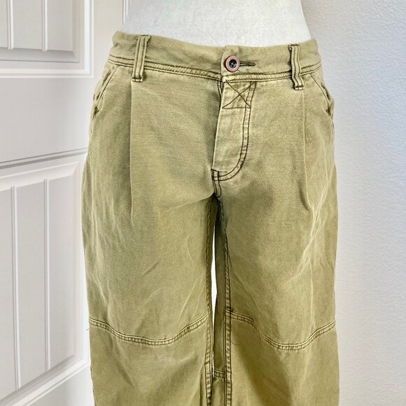 FREE PEOPLE High-Rise Button-Fly Moss Green Utility Boyfriend Pant Size 25 - Picture 8 of 16